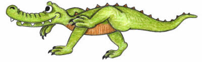 zeichnung eines schleichenden krokodils